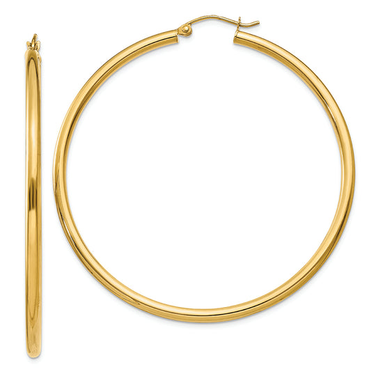Aretes de Aro Tubulares en Oro Amarillo de 14k Pulidos de 2.5 mm Livianos