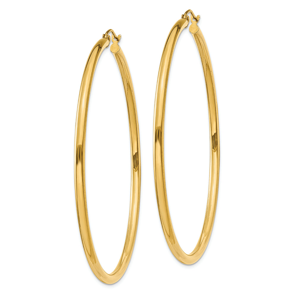 Aretes de Aro Tubulares Livianos de 2.5 mm en Oro Amarillo de 14K Pulidos