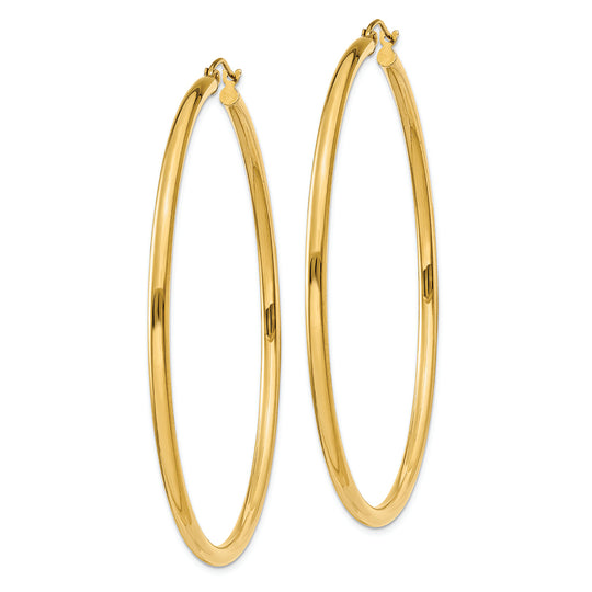 Aretes de Aro Tubulares Livianos de 2.5 mm en Oro Amarillo de 14K Pulidos