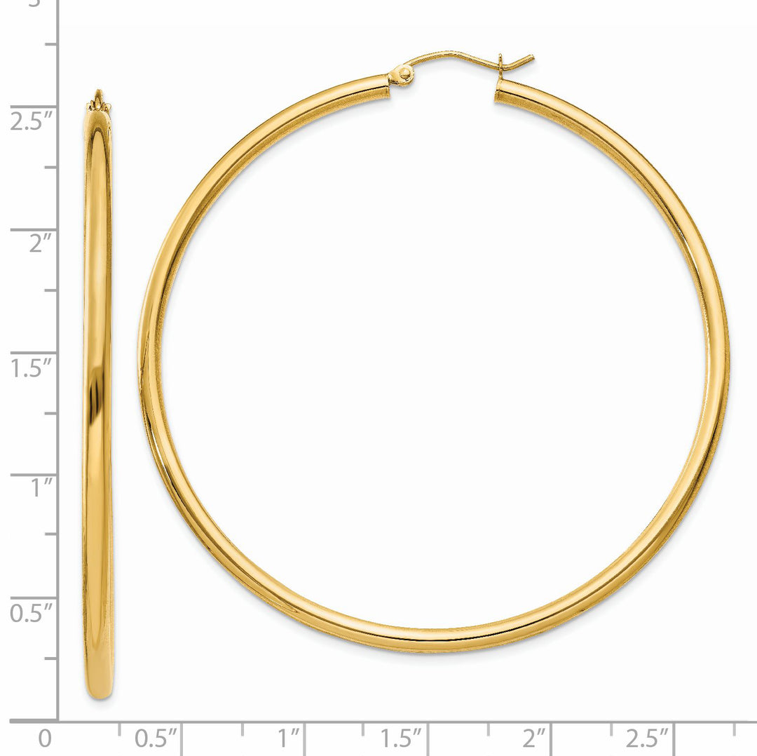 Aretes de Aro Tubulares Livianos de 2.5 mm en Oro Amarillo de 14K Pulidos