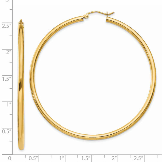 Aretes de Aro Tubulares Livianos de 2.5 mm en Oro Amarillo de 14K Pulidos