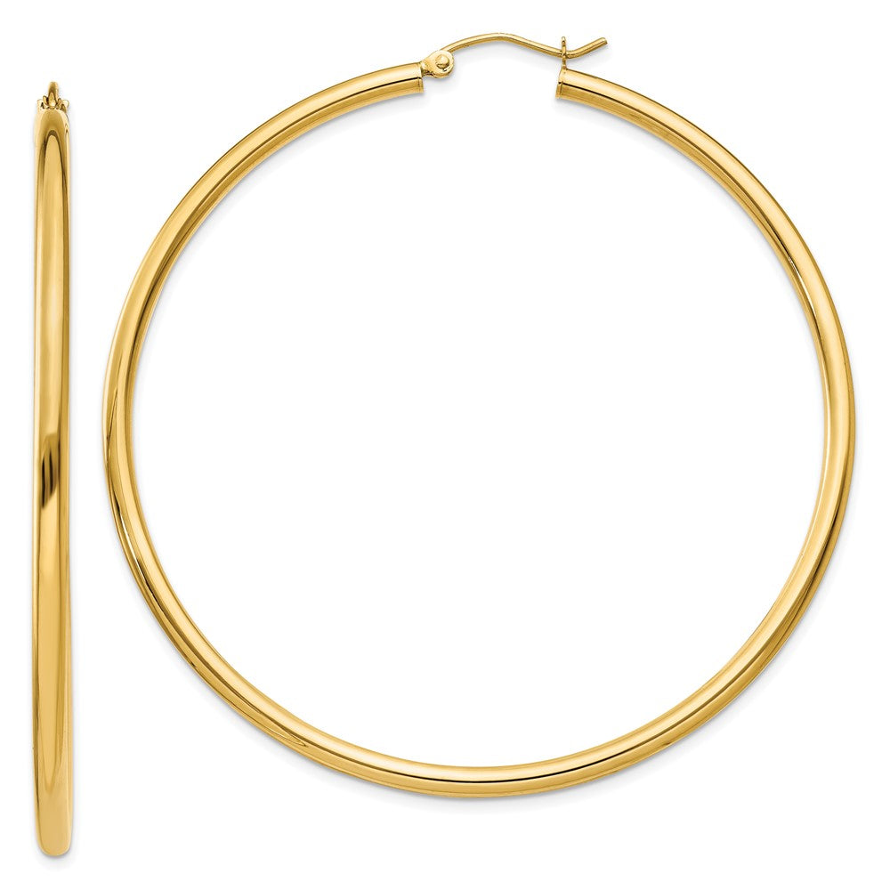 Aretes de Aro Tubulares Livianos de 2.5 mm en Oro Amarillo de 14K Pulidos