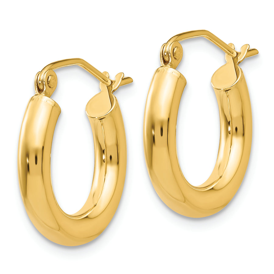 Pendientes de aro de tubo de 3 mm pulidos de 14 quilates