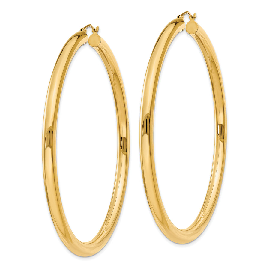 Aretes de Aro Tubulares Livianos en Oro Amarillo de 14K Pulidos de 4 mm