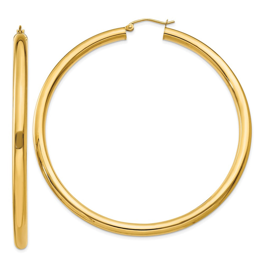 Aretes de Aro Tubulares Livianos en Oro Amarillo de 14K Pulidos de 4 mm