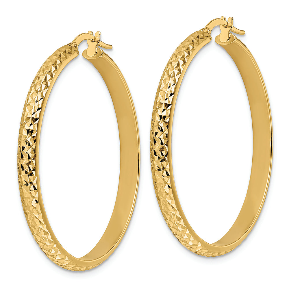 Aretes de Aro Pulidos con Corte de Diamante en Oro de 14K