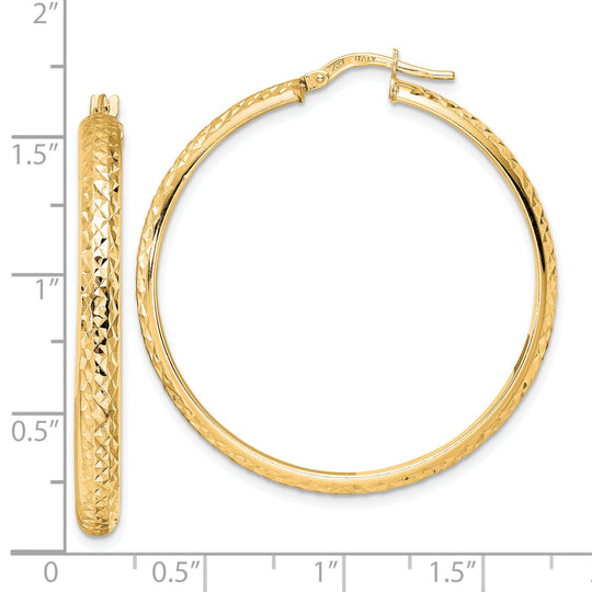 Aretes de Aro Pulidos con Corte de Diamante en Oro de 14K