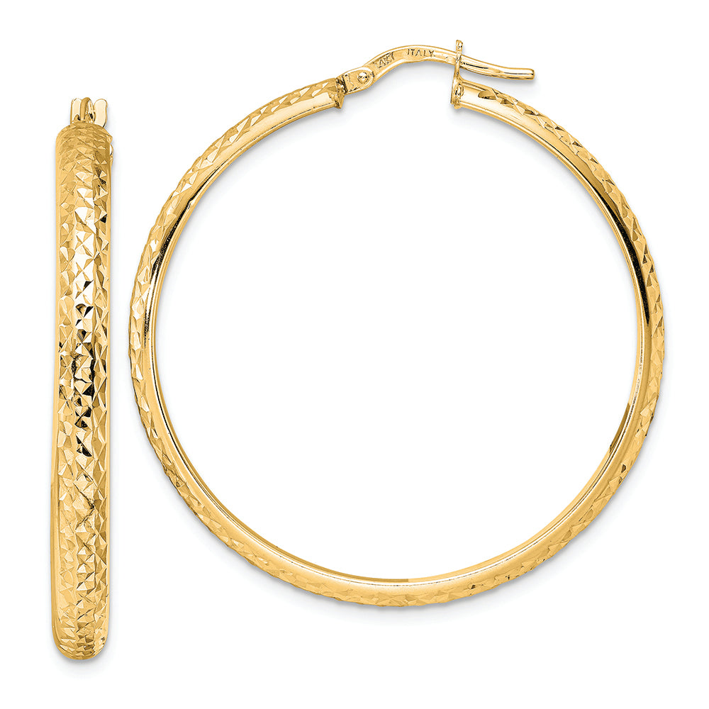 Aretes de Aro Pulidos con Corte de Diamante en Oro de 14K