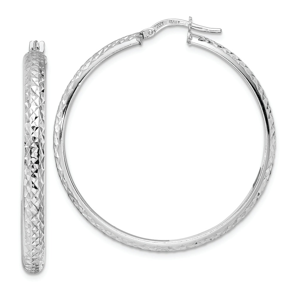 Aretes de Aro en Oro Blanco de 14k con Corte Diamante