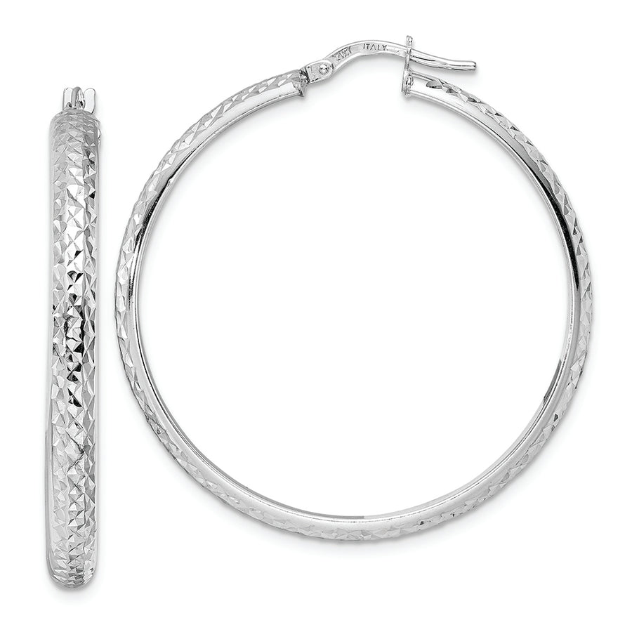 Aretes de Aro en Oro Blanco de 14k con Corte Diamante
