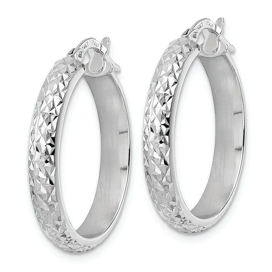 Aretes de Aro en Oro Blanco de 14K con Corte Diamante