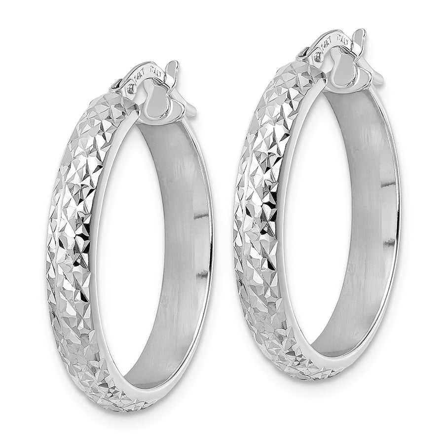 Aretes de Aro en Oro Blanco de 14K con Corte Diamante