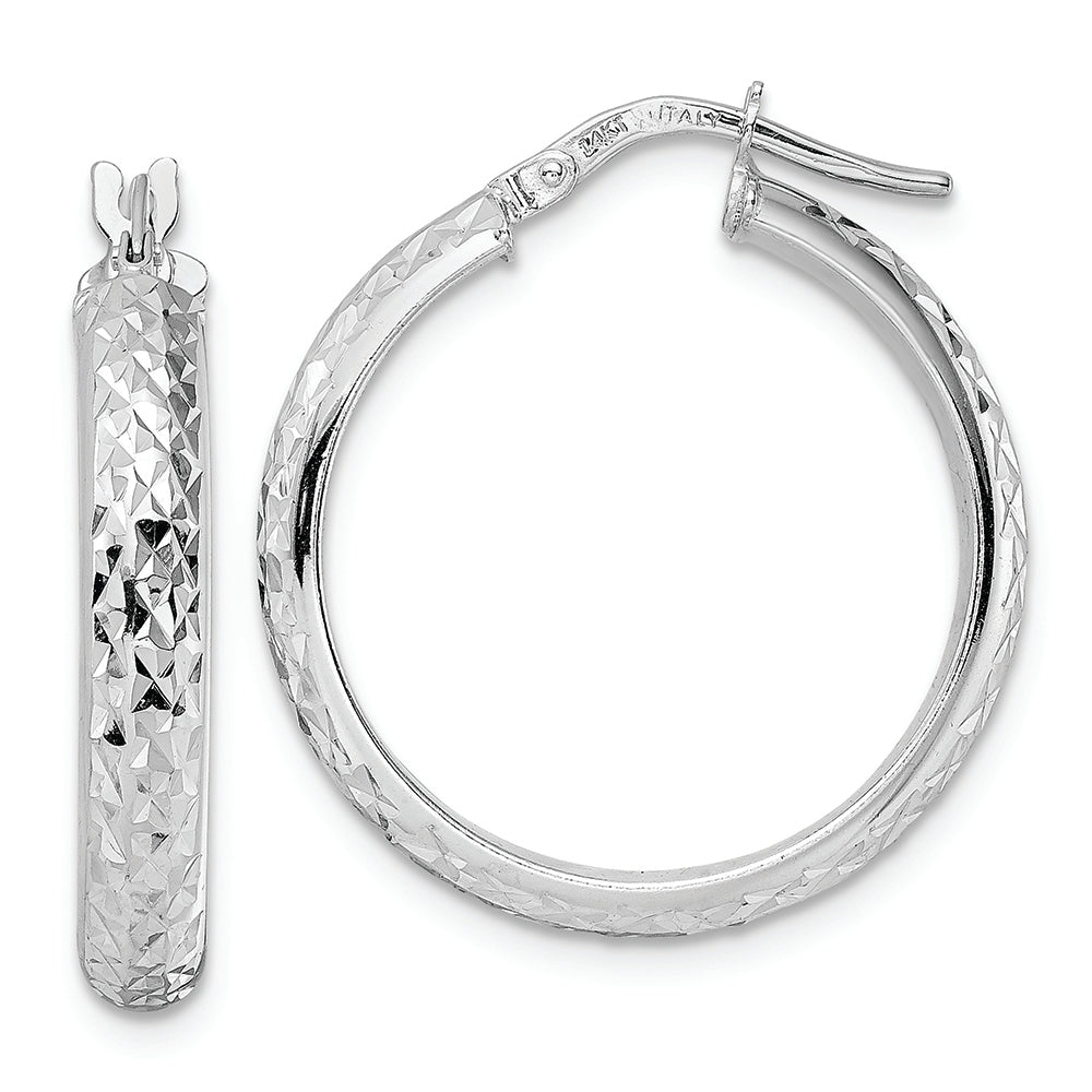 Aretes de Aro en Oro Blanco de 14K con Corte Diamante