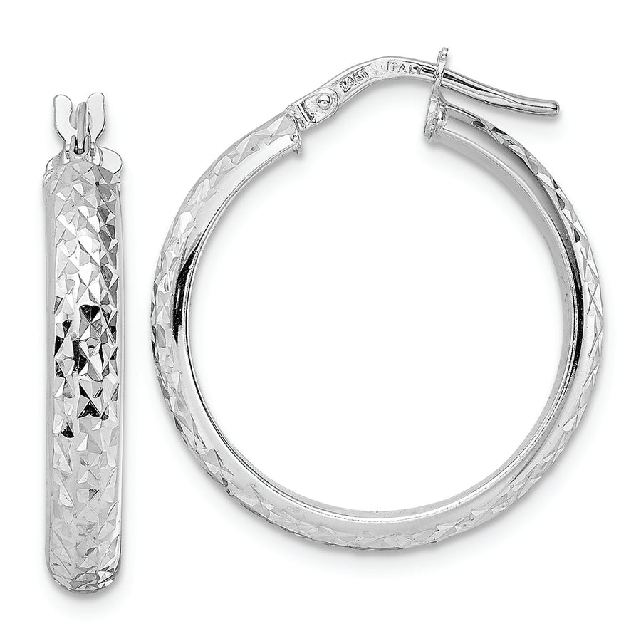 Aretes de Aro en Oro Blanco de 14K con Corte Diamante