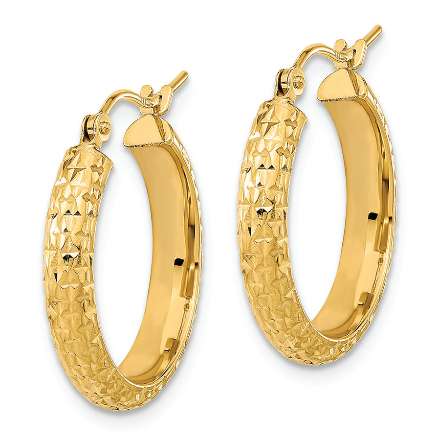 Aretes de Aro Pulidos y Texturizados con Corte de Diamante en Oro de 14K