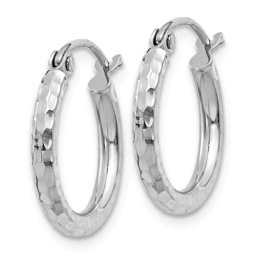 Diamond-Cut Round Tube Hoops in 14k White Gold (2mm x 15mm)
