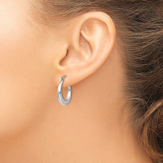 Polished Hoop Earrings in 14K White Gold