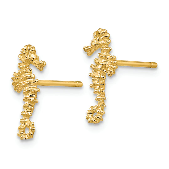 14K Mini Seahorse Left and Right Post Earrings