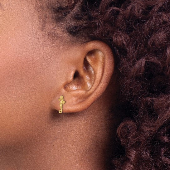 14K Mini Seahorse Left and Right Post Earrings