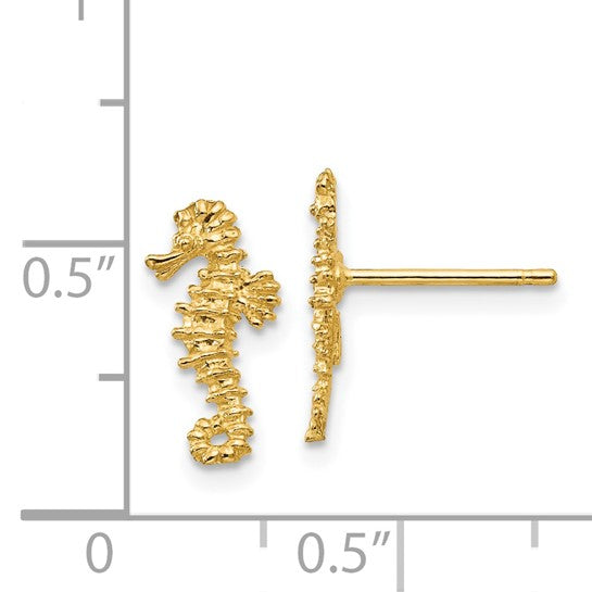 14K Mini Seahorse Left and Right Post Earrings