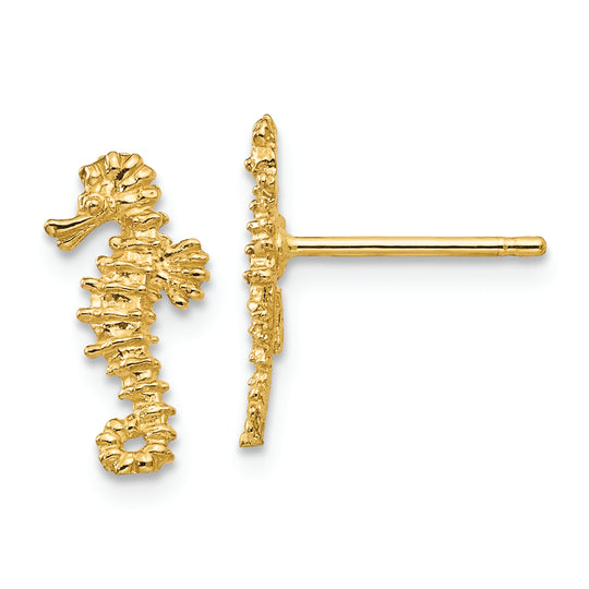 14K Mini Seahorse Left and Right Post Earrings