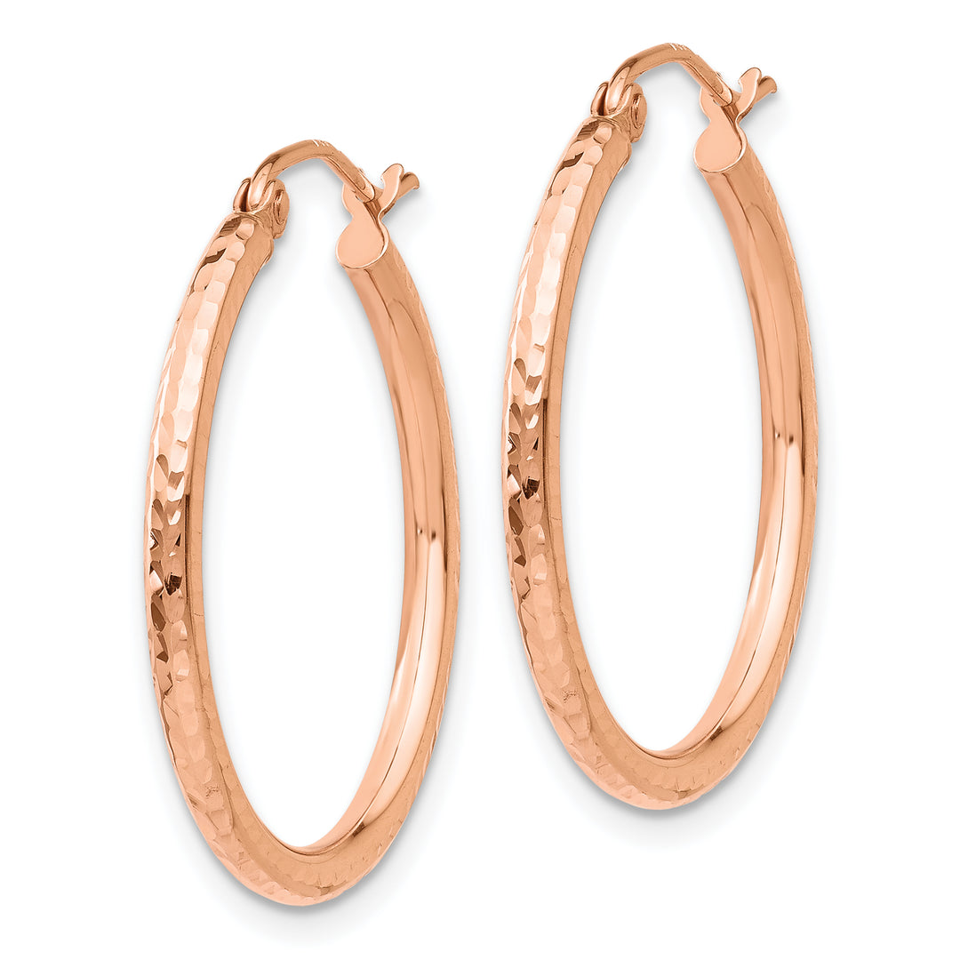 Aretes de Aro en Oro Rosa de 14K Pulidos con Corte Diamante