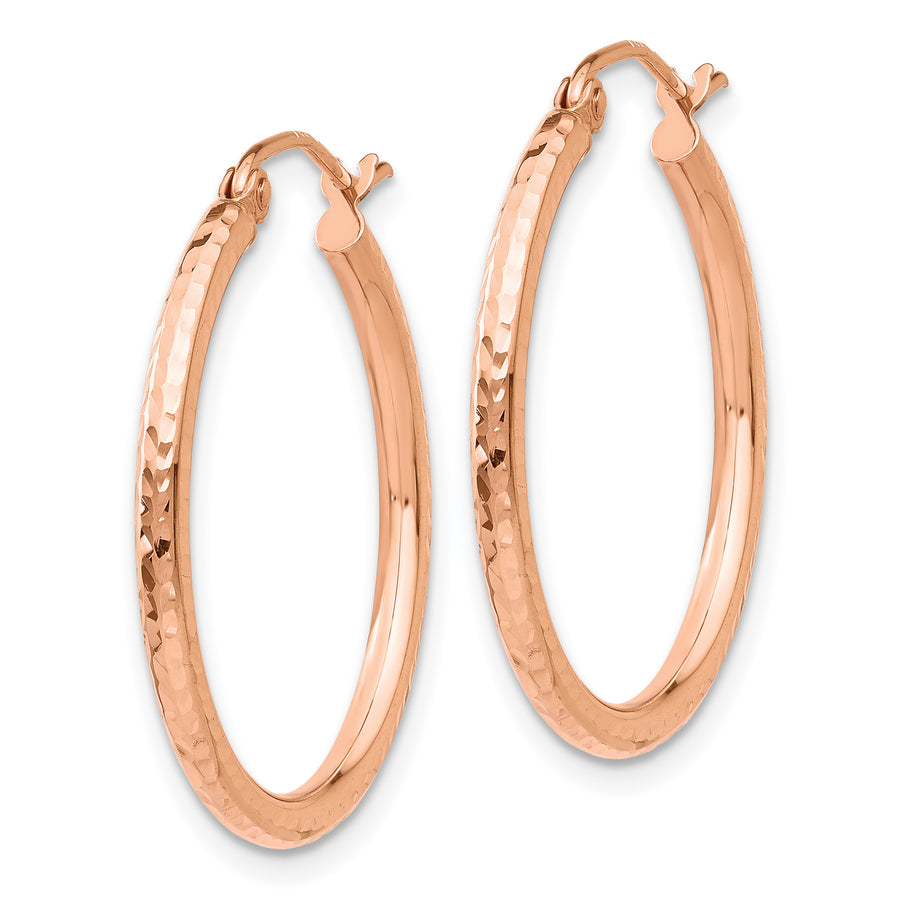 Aretes de Aro en Oro Rosa de 14K Pulidos con Corte Diamante