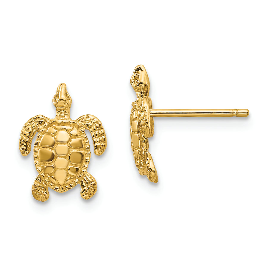 Pendientes de Botón con Tortuga Marina en Oro de 14k