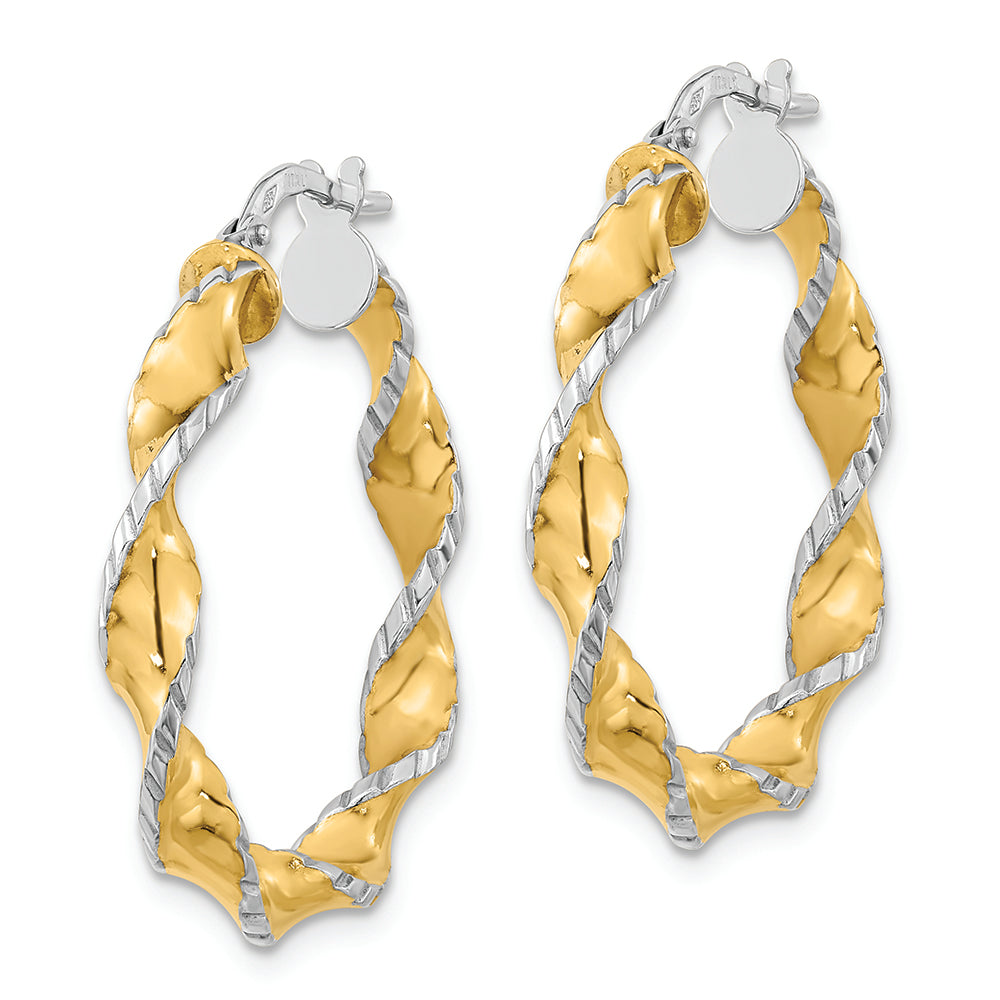 Aretes de Aro Retorcidos en Oro de 14k Bicolor