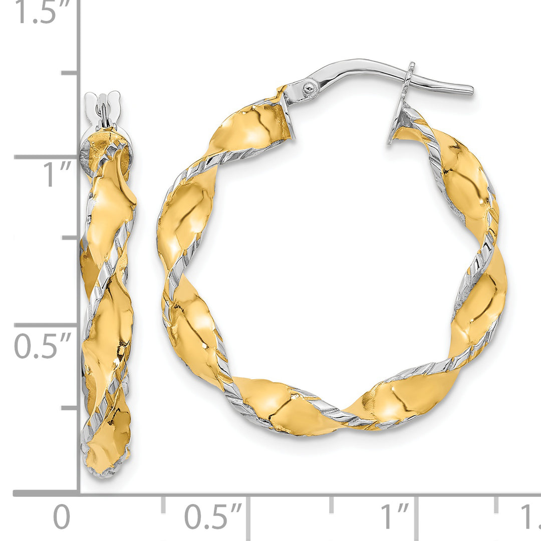 Aretes de Aro Retorcidos en Oro de 14k Bicolor