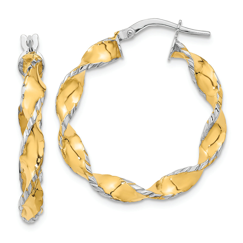 Aretes de Aro Retorcidos en Oro de 14k Bicolor