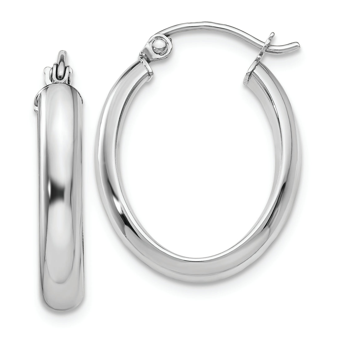 Polished 14k White Gold Oval Tube Hoops (3.75mm x 21.5mm)