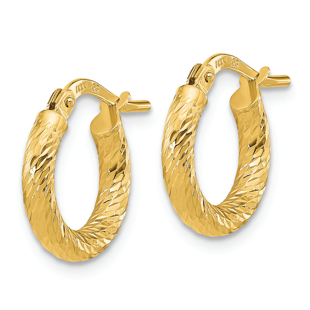 Aretes de Aro de 14K Pulidos y con Corte Diamante de 2.4 mm