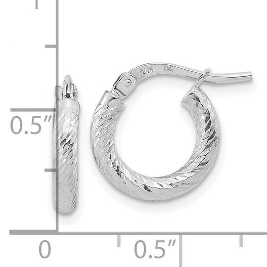 Aretes de Aro en Oro Blanco de 14k Pulido con Corte Diamante de 2.4 mm