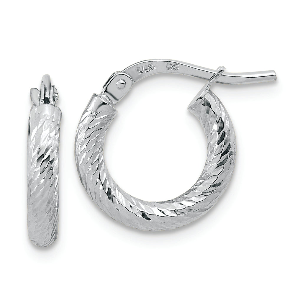 Aretes de Aro en Oro Blanco de 14k Pulido con Corte Diamante de 2.4 mm