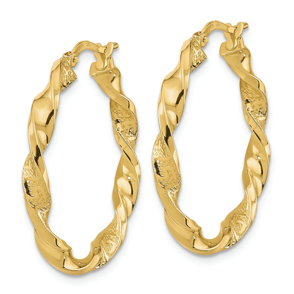 Aretes de Aro Retorcidos en Oro Amarillo de 14k Pulidos