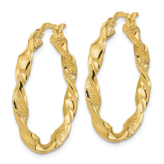 Aretes de Aro Retorcidos en Oro Amarillo de 14k Pulidos
