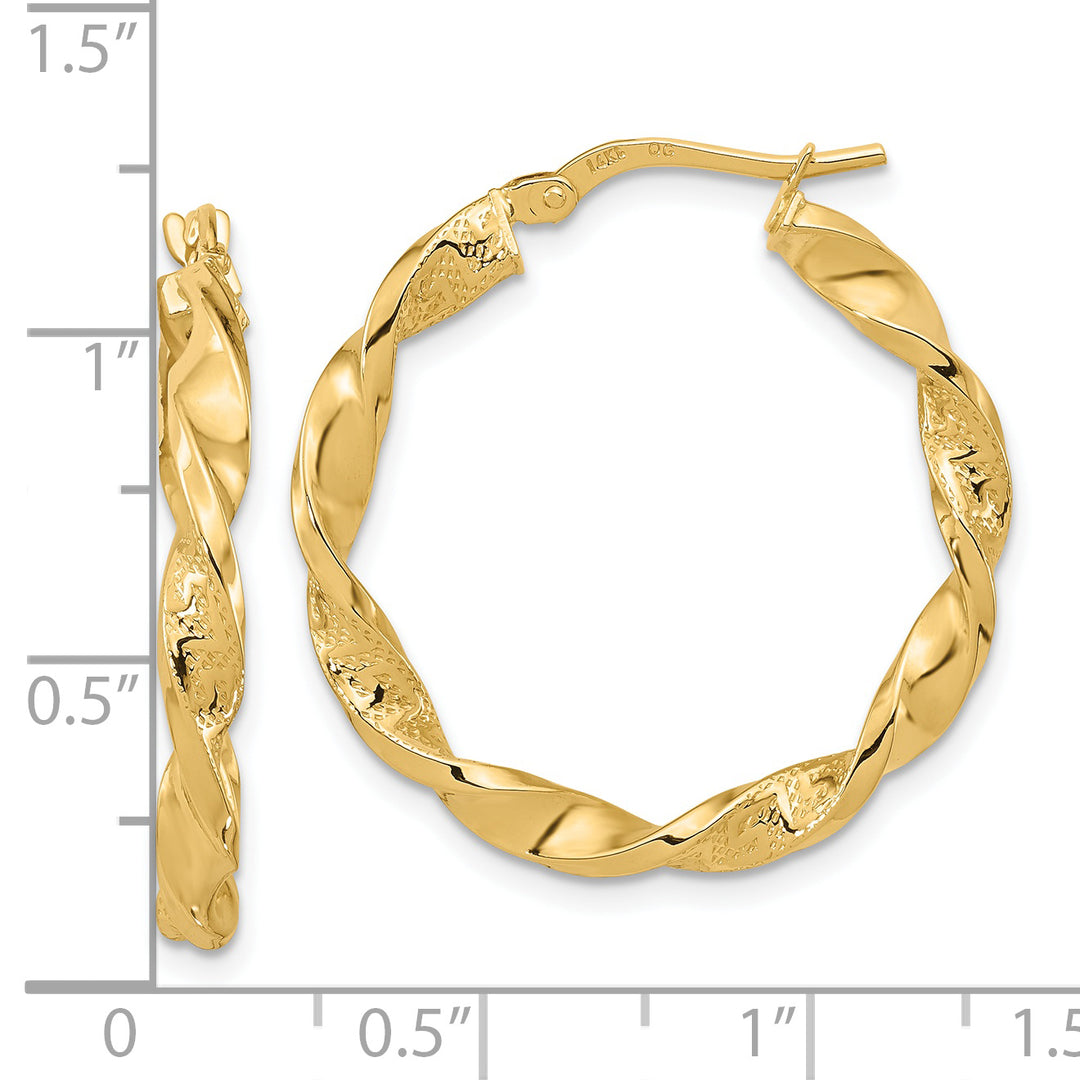 Aretes de Aro Retorcidos en Oro Amarillo de 14k Pulidos