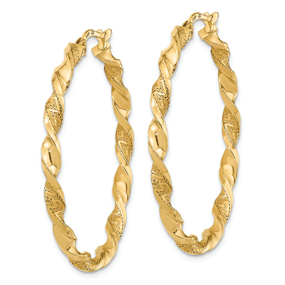 Aretes de Aro Torcidos en Oro de 14K Pulidos y Texturizados