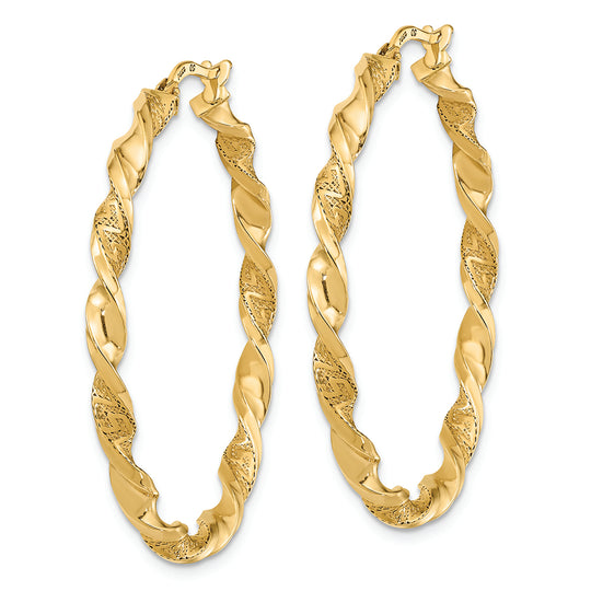 Aretes de Aro Torcidos en Oro de 14K Pulidos y Texturizados