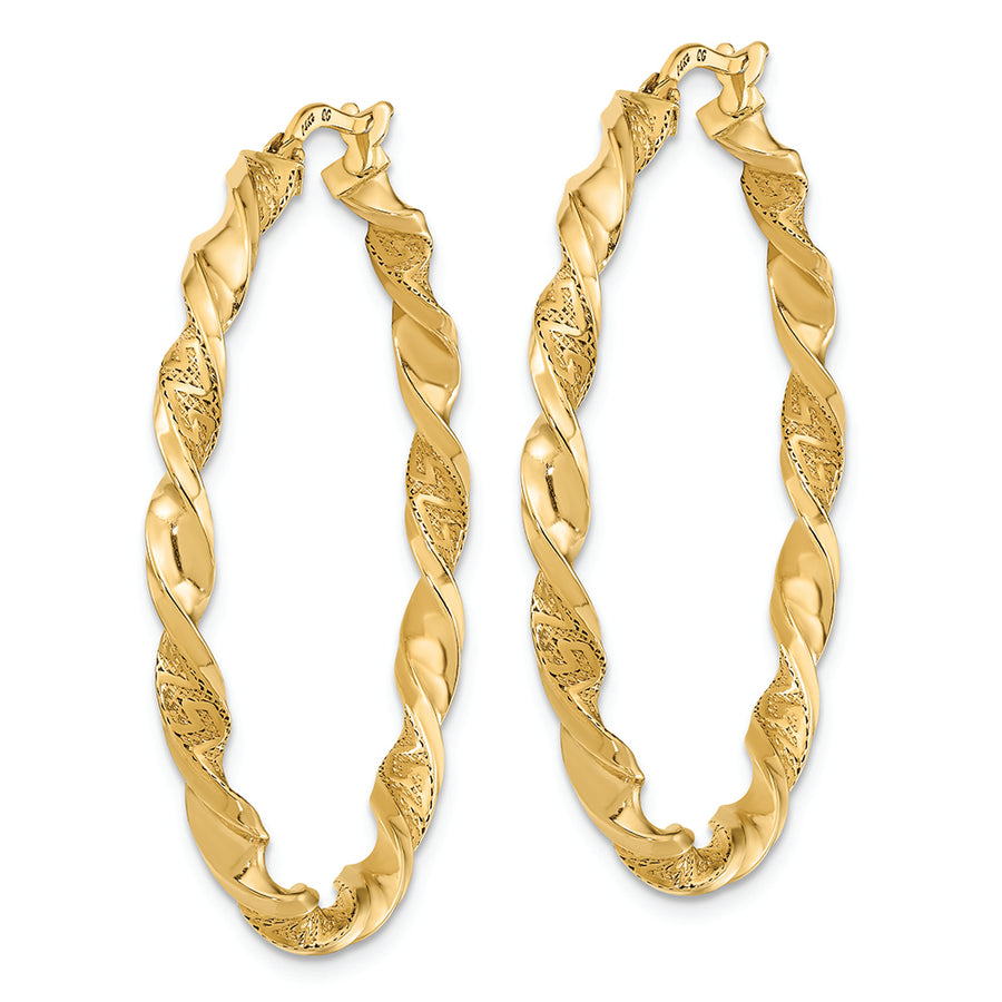 Aretes de Aro Torcidos en Oro de 14K Pulidos y Texturizados