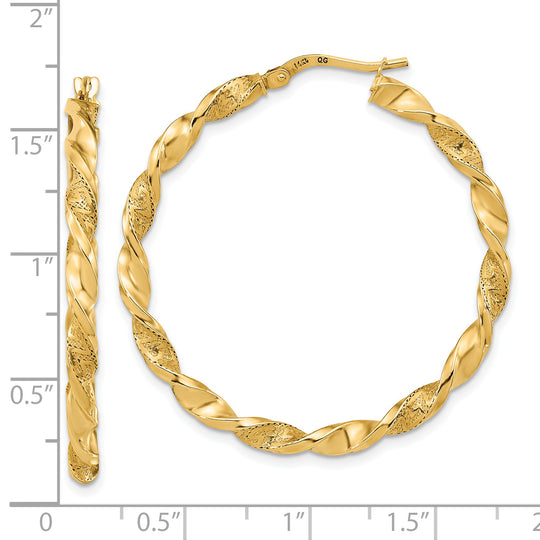 Aretes de Aro Torcidos en Oro de 14K Pulidos y Texturizados