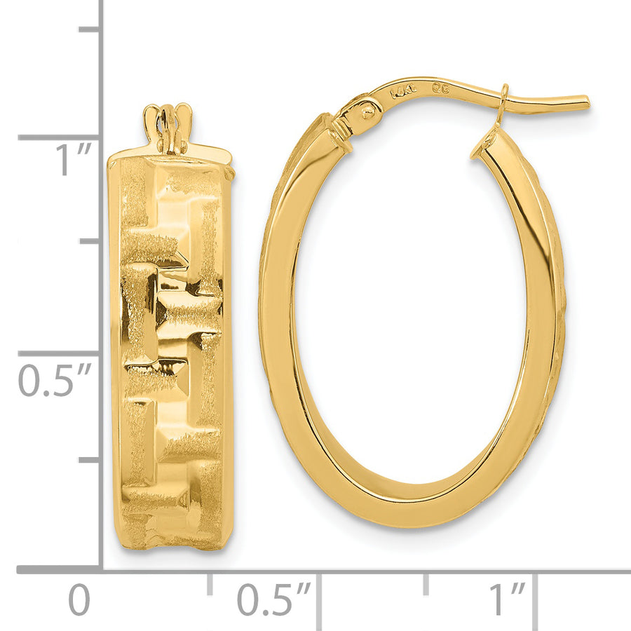 Pendientes de Aro Ovalados Texturizados en Oro Amarillo de 14K Pulido
