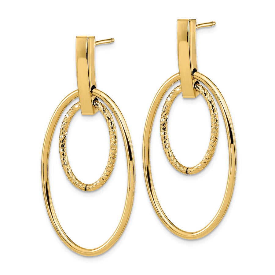 Aretes Colgantes Pulidos con Corte Tipo Diamante en Oro de 14K