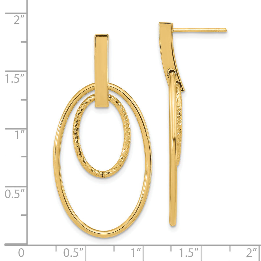 Aretes Colgantes Pulidos con Corte Tipo Diamante en Oro de 14K