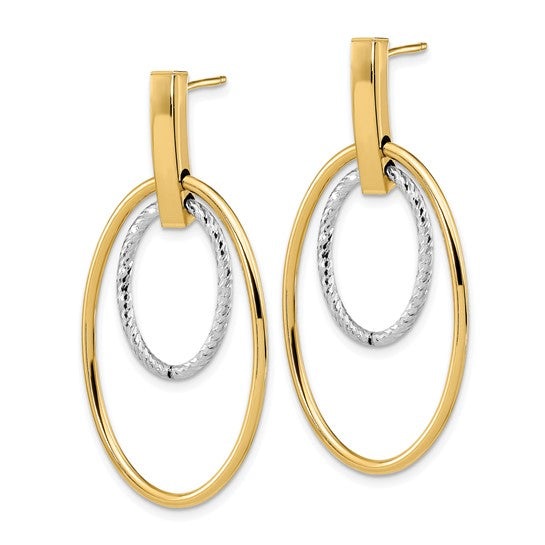Aretes Colgantes Pulidos con Corte Tipo Diamante en Oro de 14K