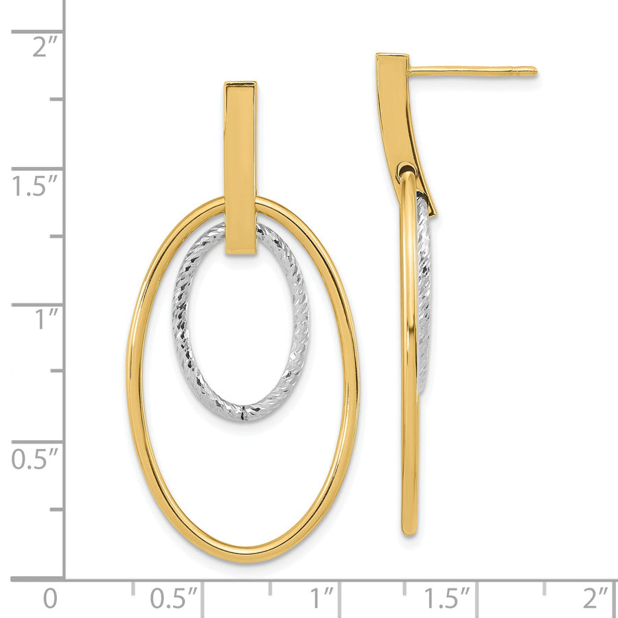 Aretes Colgantes Pulidos con Corte Tipo Diamante en Oro de 14K