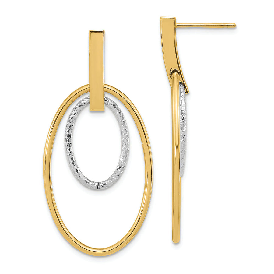 Aretes Colgantes Pulidos con Corte Tipo Diamante en Oro de 14K