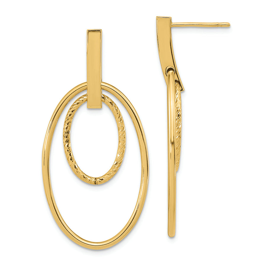 Aretes Colgantes Pulidos con Corte Tipo Diamante en Oro de 14K