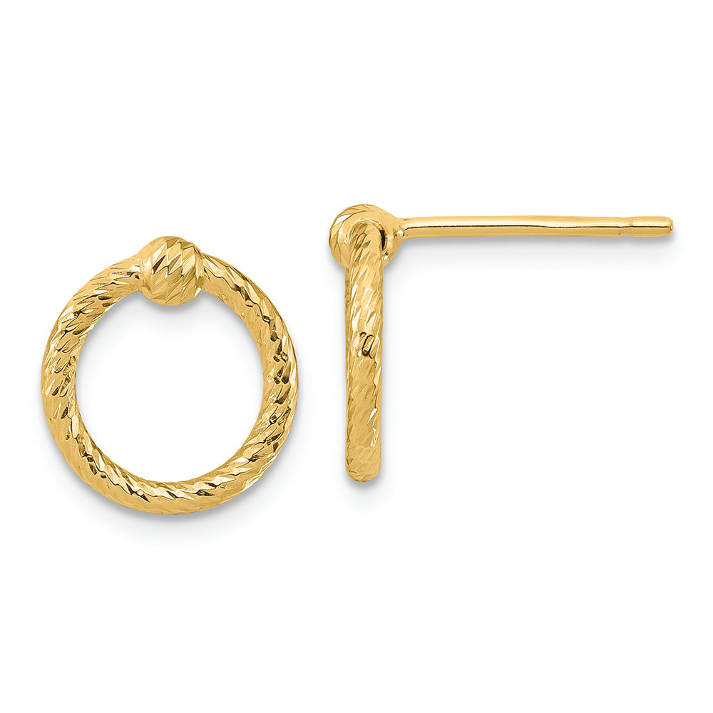 Aretes en Forma de Circulo Retorcido D/C y Pulidos en Oro de 14k